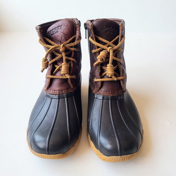 Sperry Saltwater Women's Duckboots Brown Leather/Navy Blue Size 6M - Picture 7 of 12
